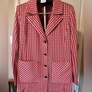 CAbi | NWT Red and White Houndstooth Blazer #4249
